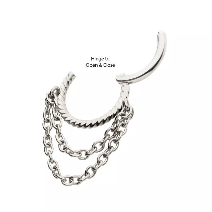Twisted Hinged Segment Clicker with 2 Dangle Cable Chains