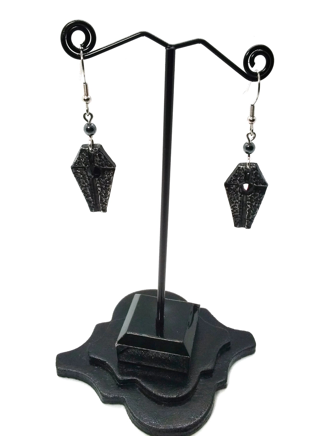 Coffin Earrings with Black Onyx