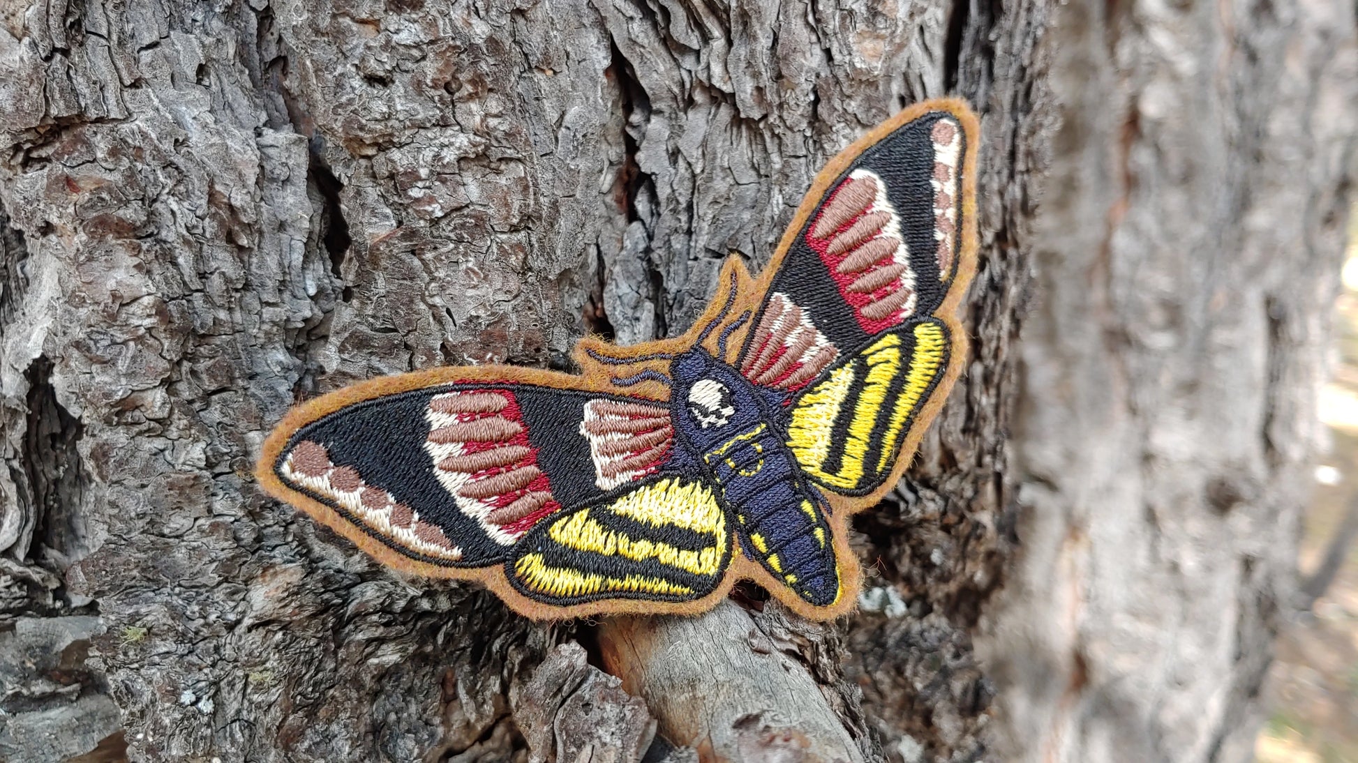 Death Head Hawkmoth Embroidered Iron On Patch