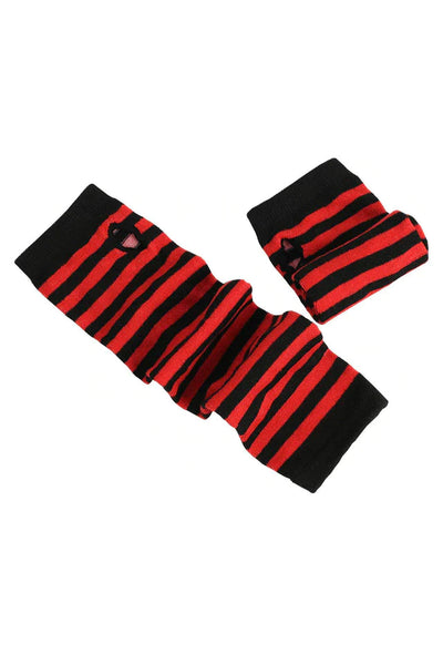 Emo Striped Arm Warmers - Black/Red