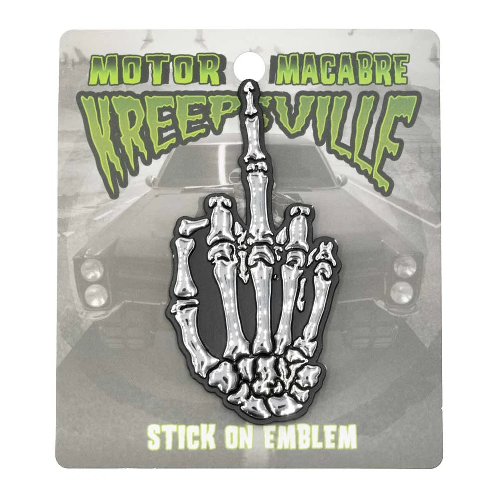 Skeleton Middle Finger Stick On Emblem