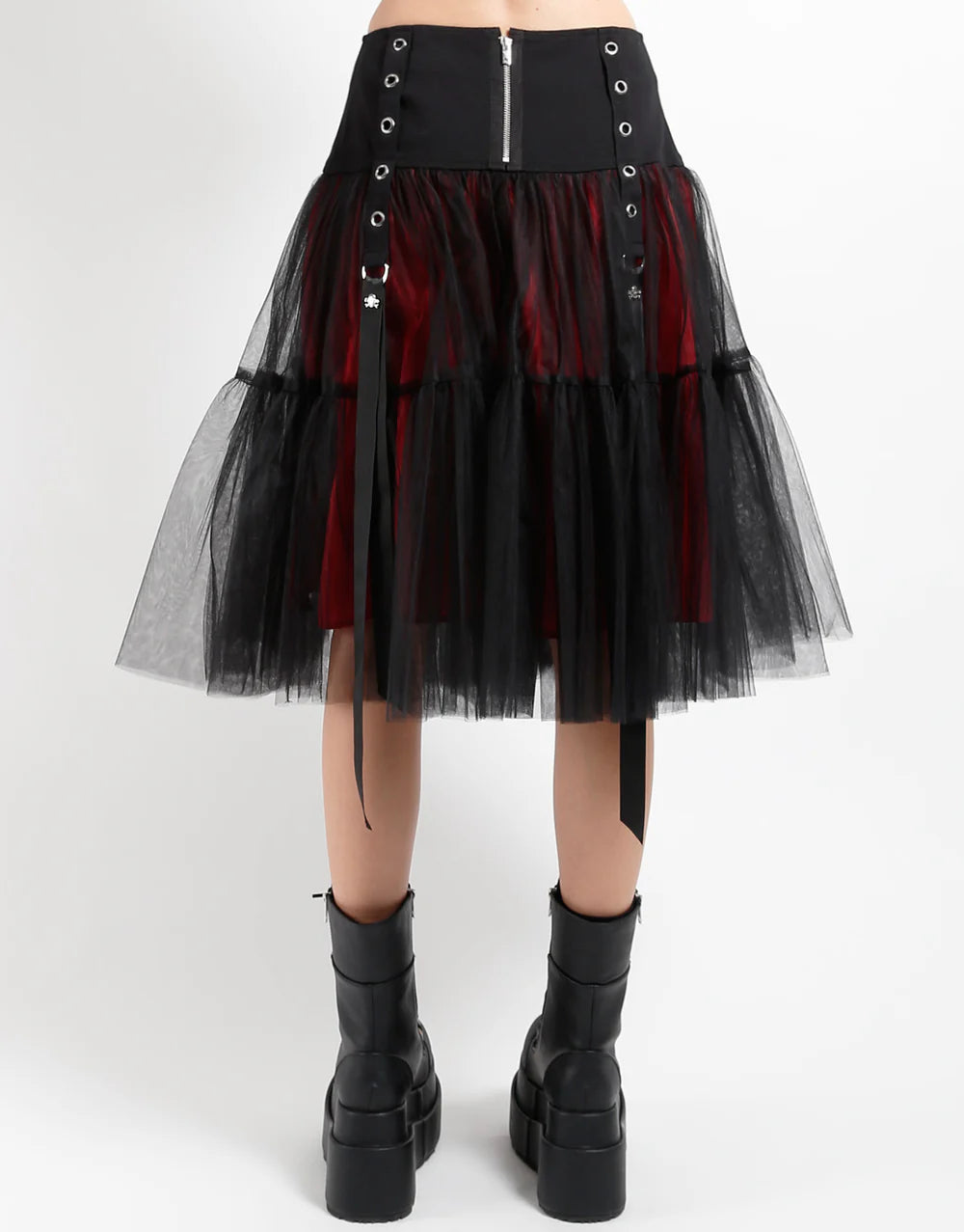 Tutu Ribbon Tulle Skirt - Black/Red