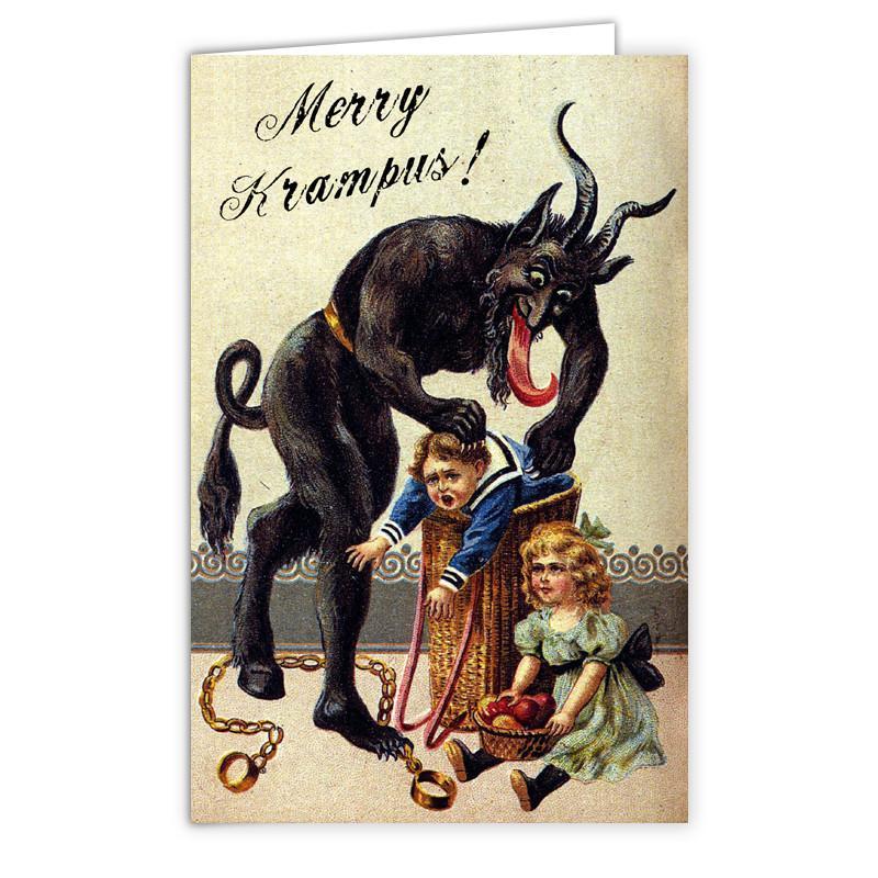 Kid in A Basket Krampus - Greeting Card