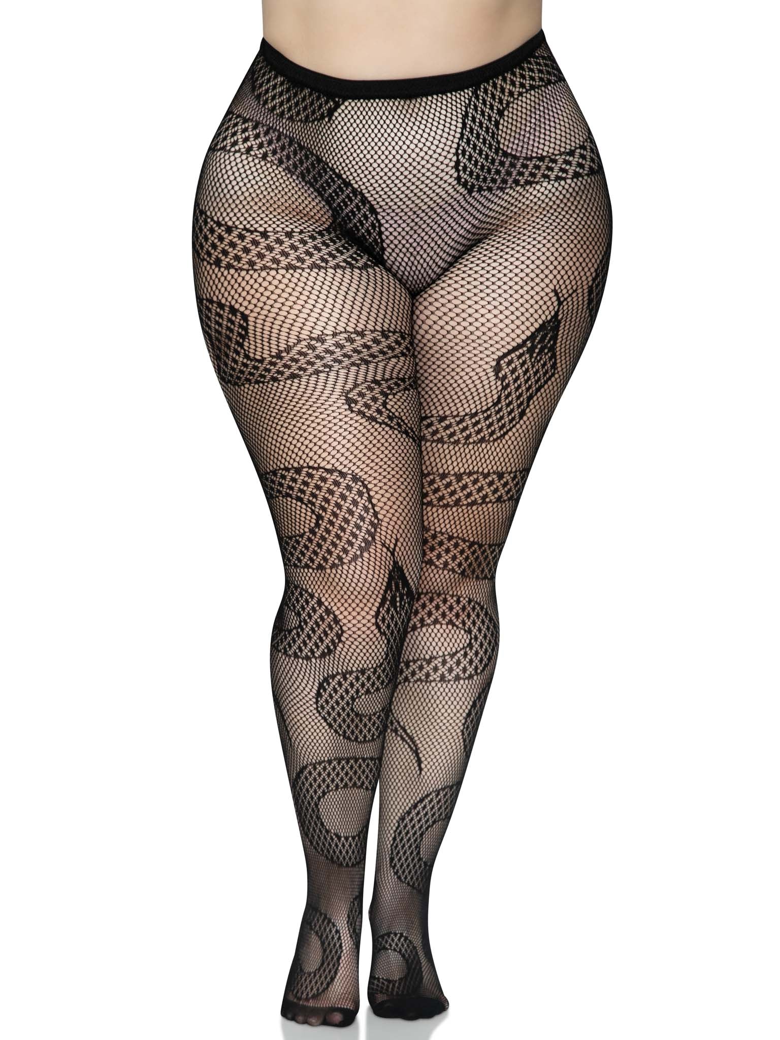 Snake Fishnet Tights - PLUS