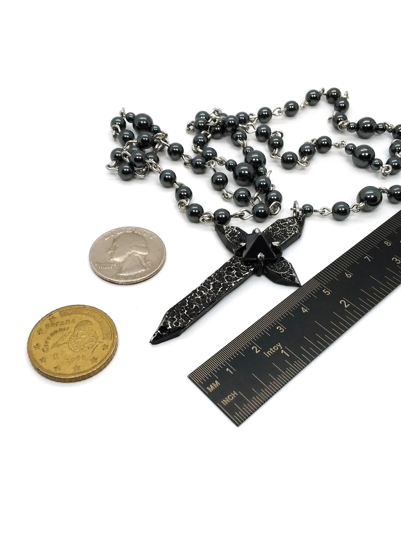 Spiked Cross Rosary - Onyx