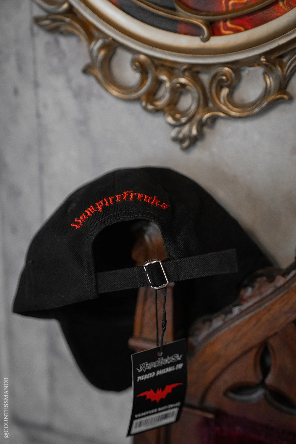 Vampire Bat Pierced Baseball Cap - Red