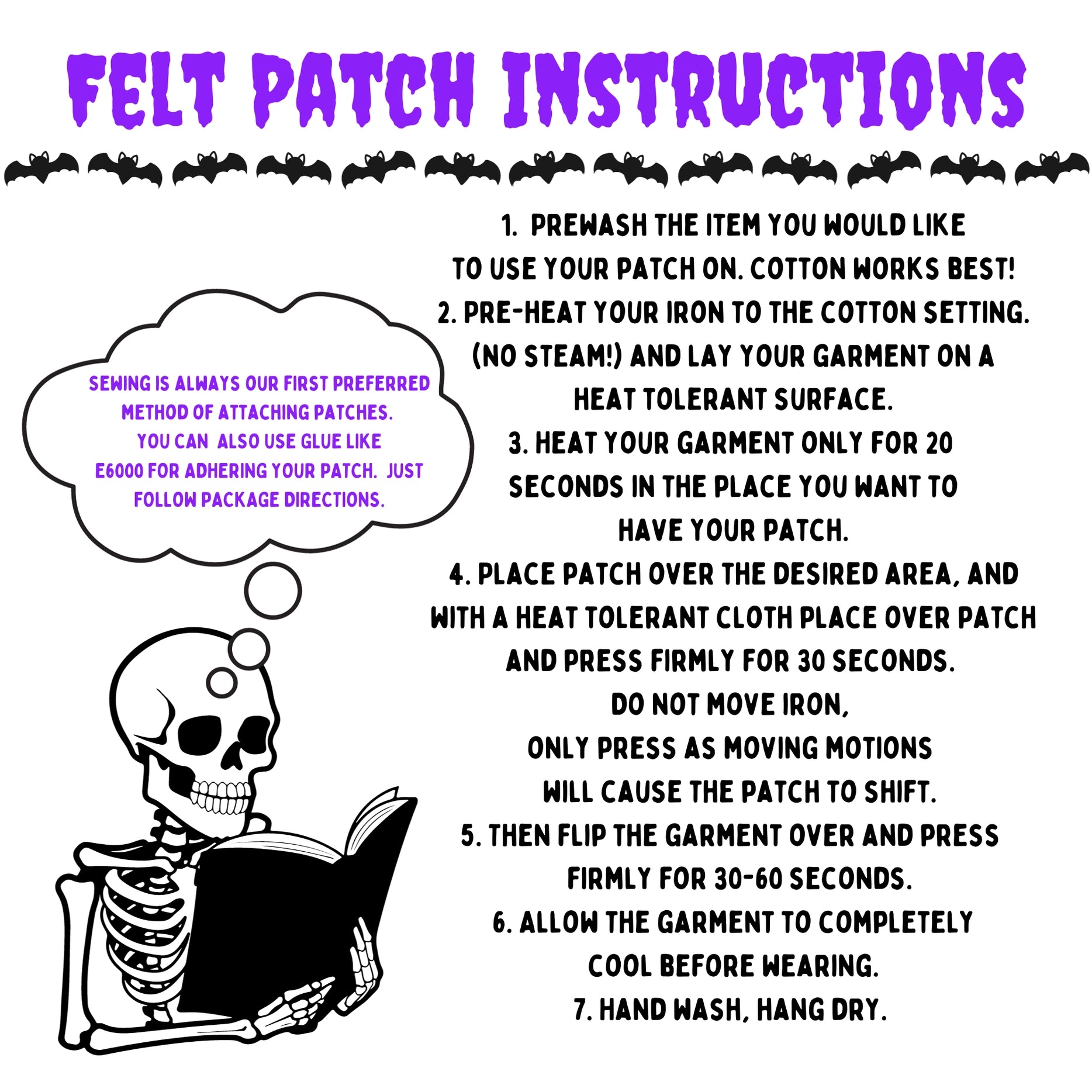 Witchy Metal Horns Hand Iron On Embroidered Patch - Dark Brown