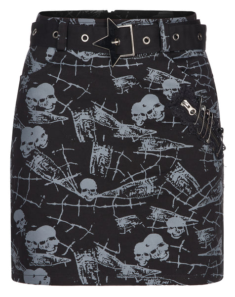 Gothic Skull Printed Skirt