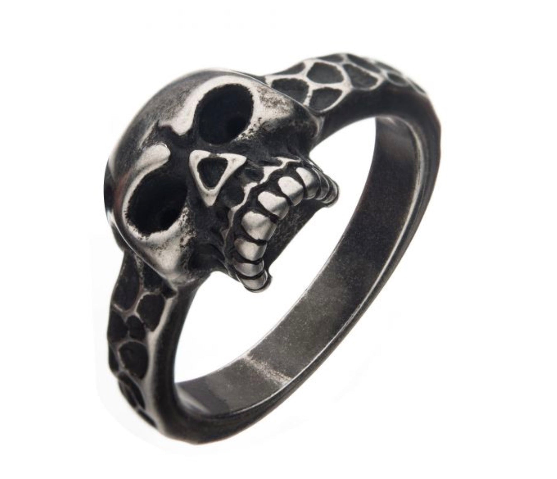 Antiqued Stainless Steel Skull Ring