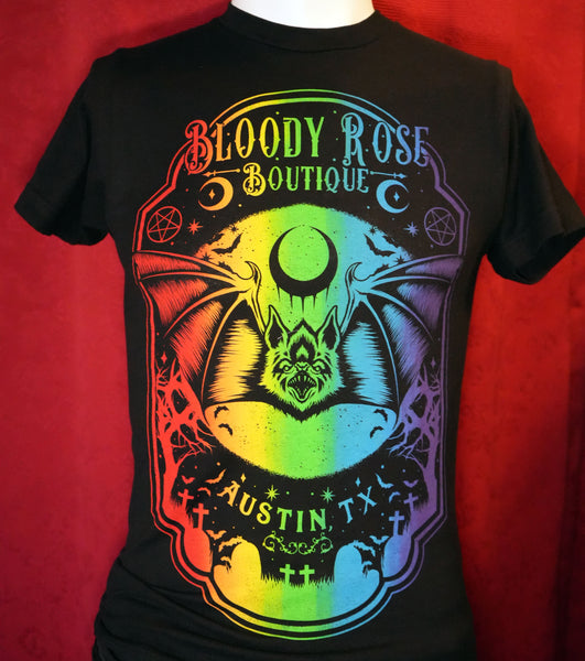 Bloody Rose Rainbow Pride Bat - Unisex T-Shirt