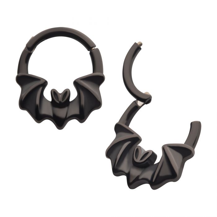 Black PVD Bat Front Facing Hinged Segment Clicker