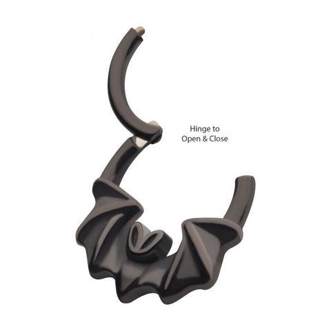 Black PVD Bat Front Facing Hinged Segment Clicker