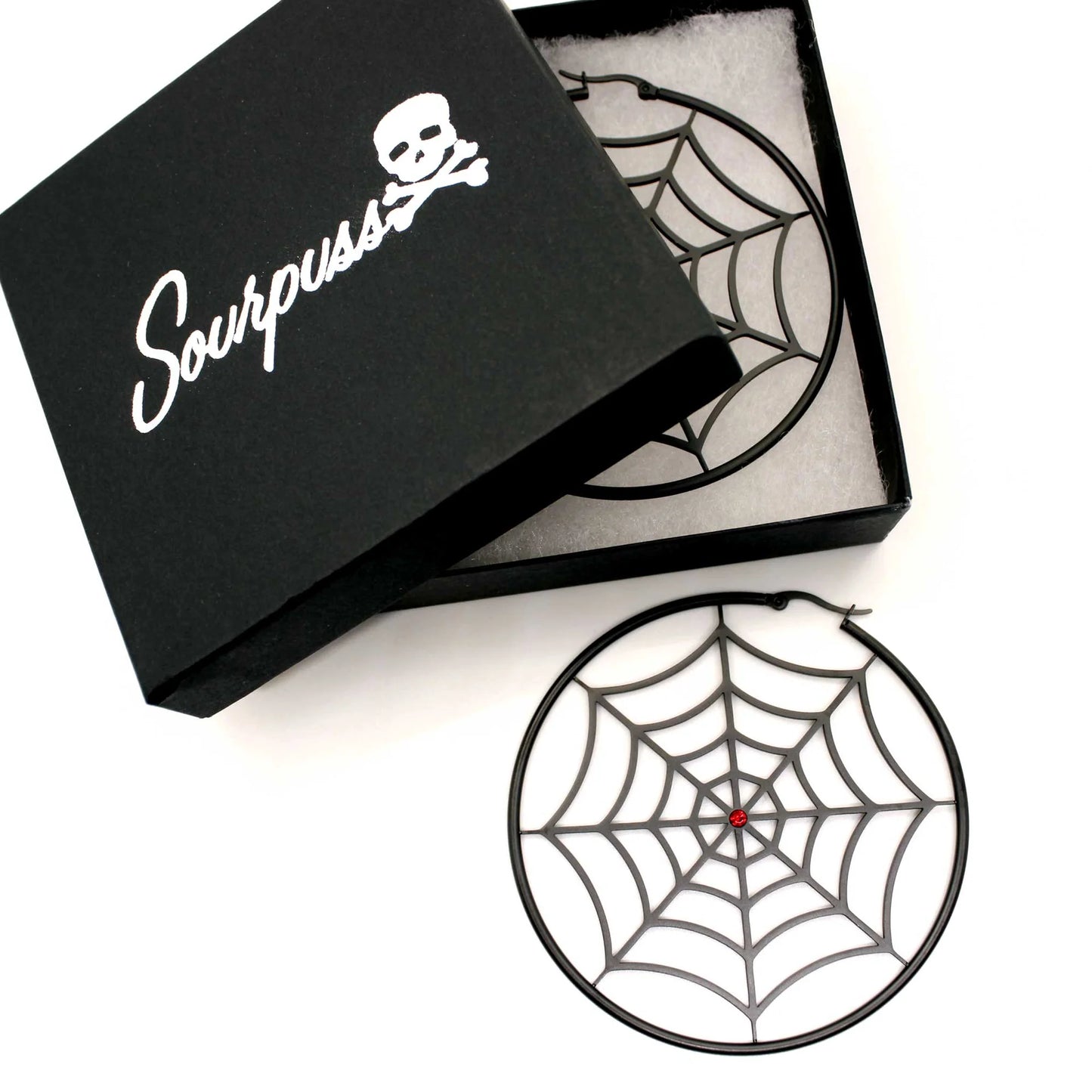 Spiderweb Hoop Earrings - Black