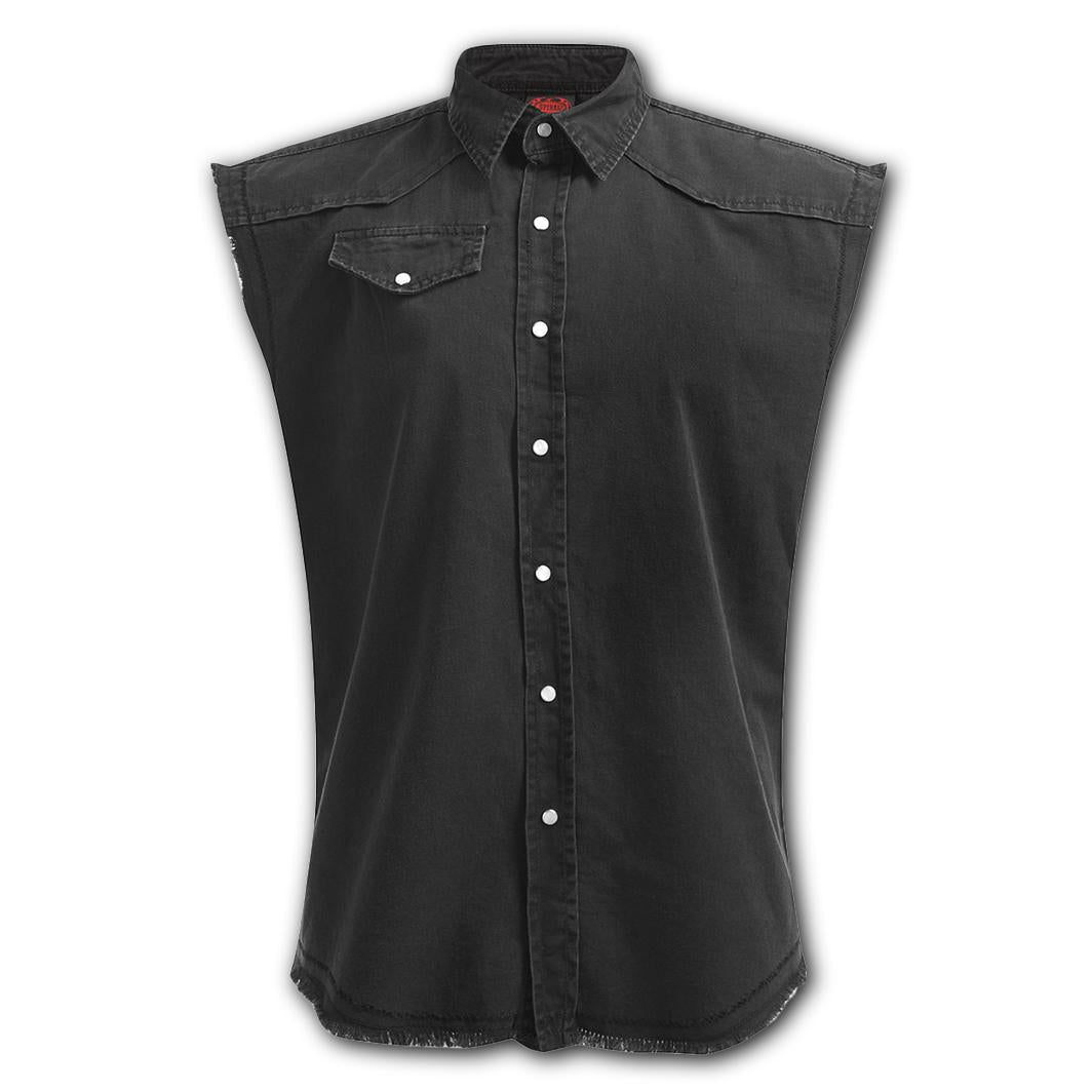 Sleeveless Stone Washed Worker Black