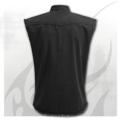 Sleeveless Stone Washed Worker Black