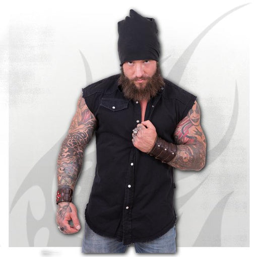 Sleeveless Stone Washed Worker Black