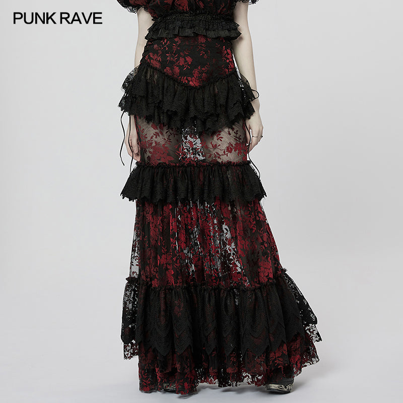 Black and red lace skirt sale