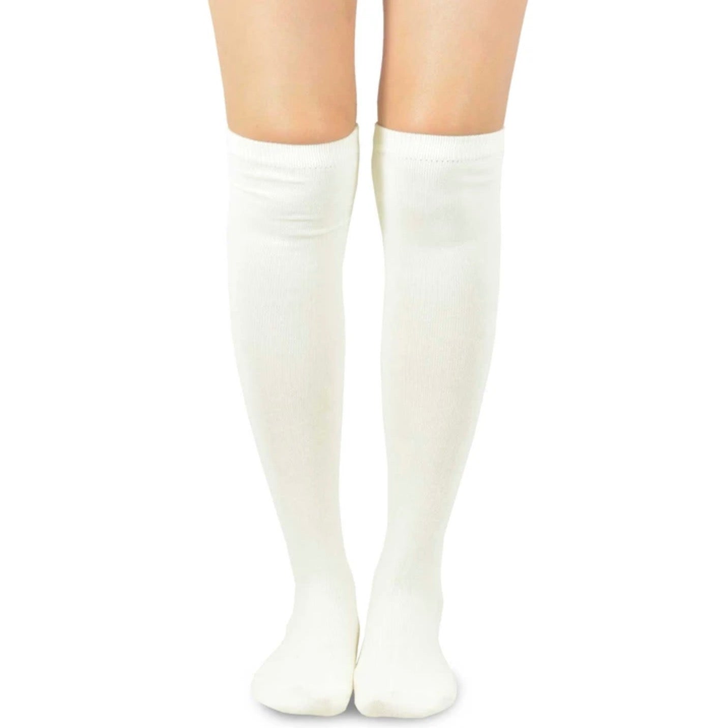 Women's Casual Cotton Knee High Solid Plain 2-Pack