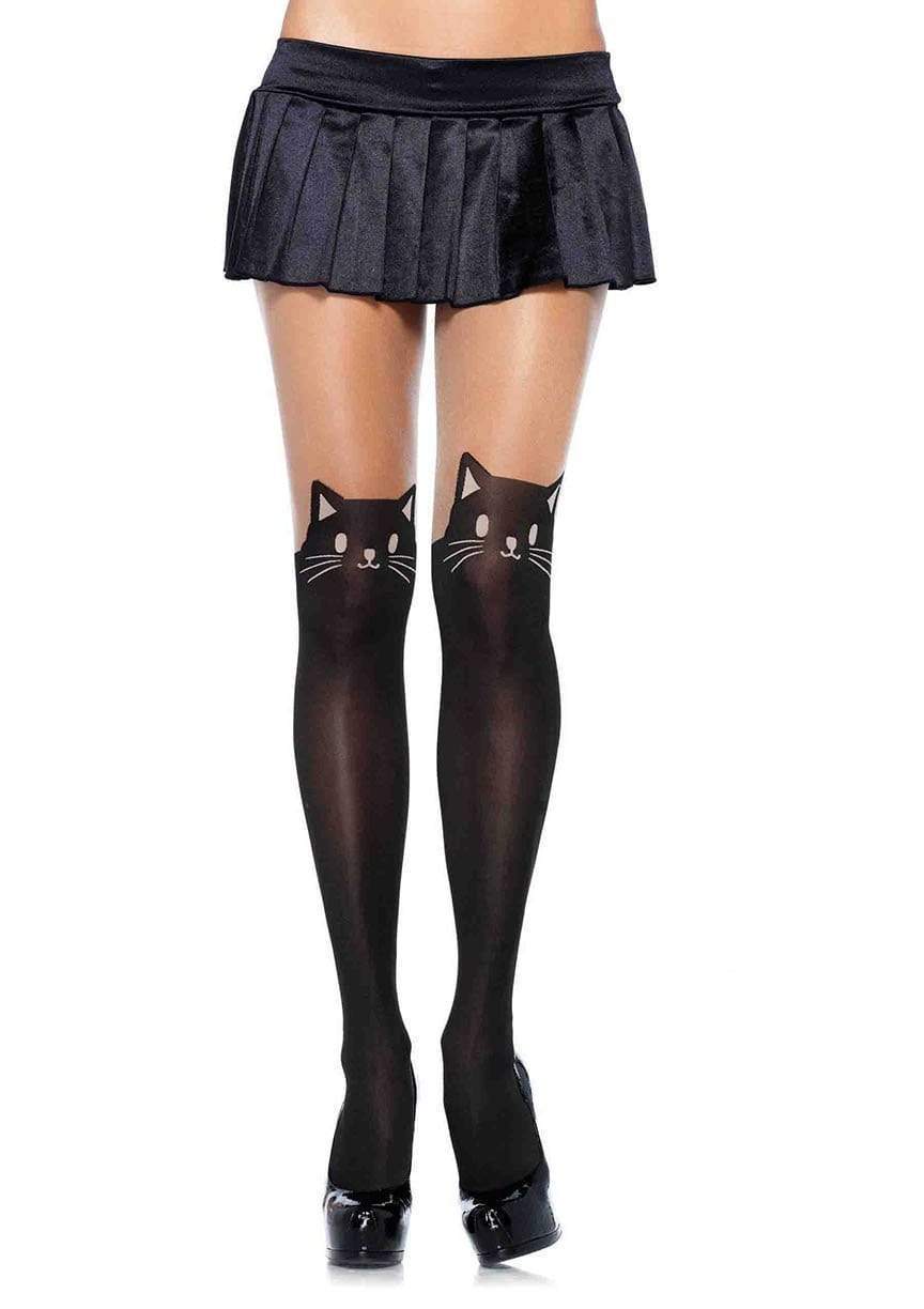 Spandex Black Cat Opaque Tights