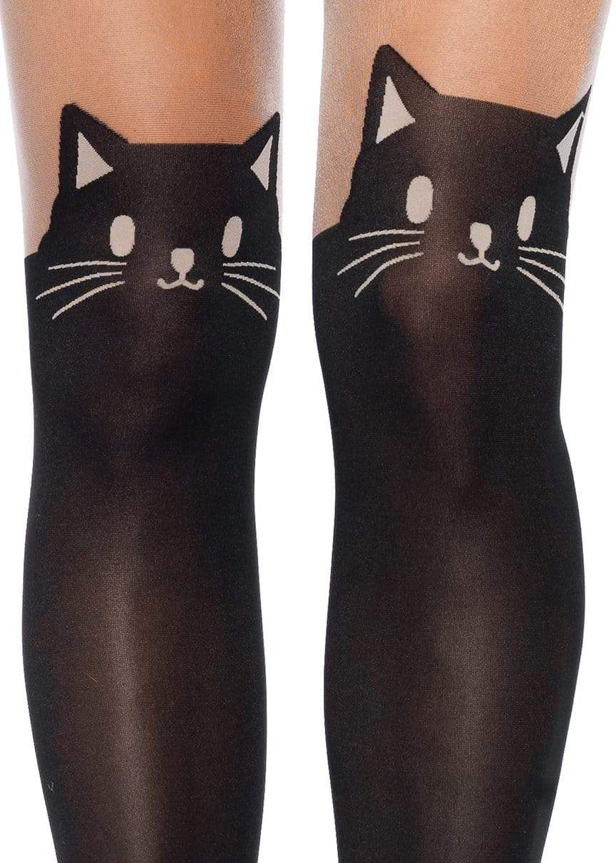 Spandex Black Cat Opaque Tights