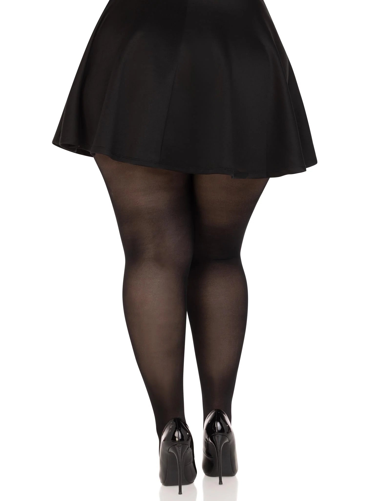 Opaque Sheer to Waist Tights - Black - PLUS