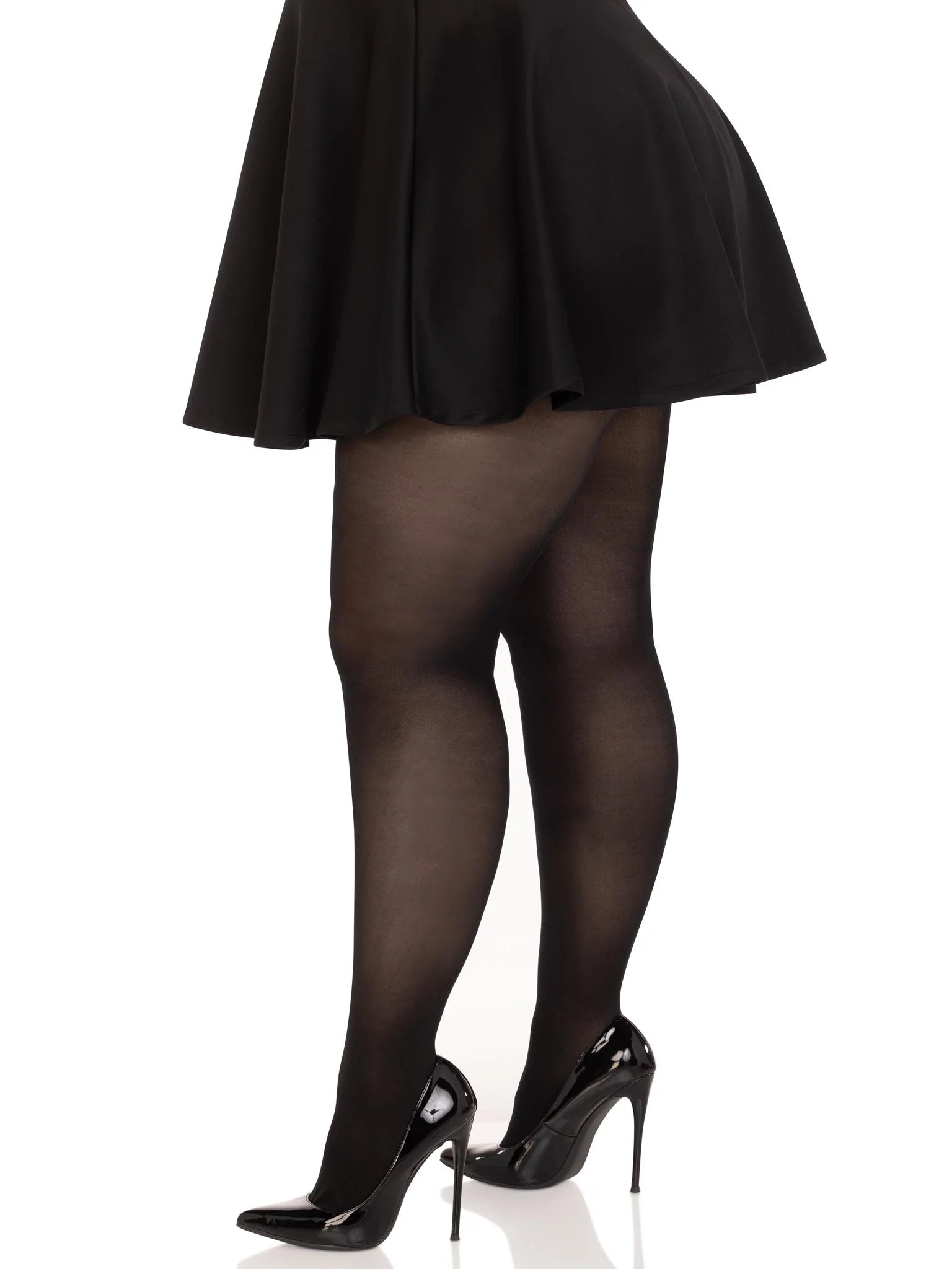 Opaque Sheer to Waist Tights - Black - PLUS