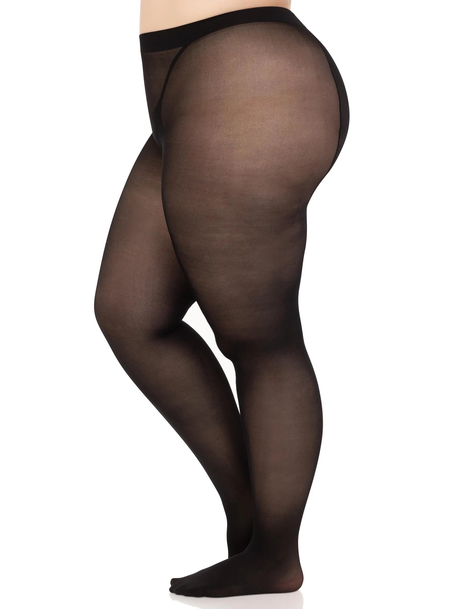 Opaque Sheer to Waist Tights - Black - PLUS