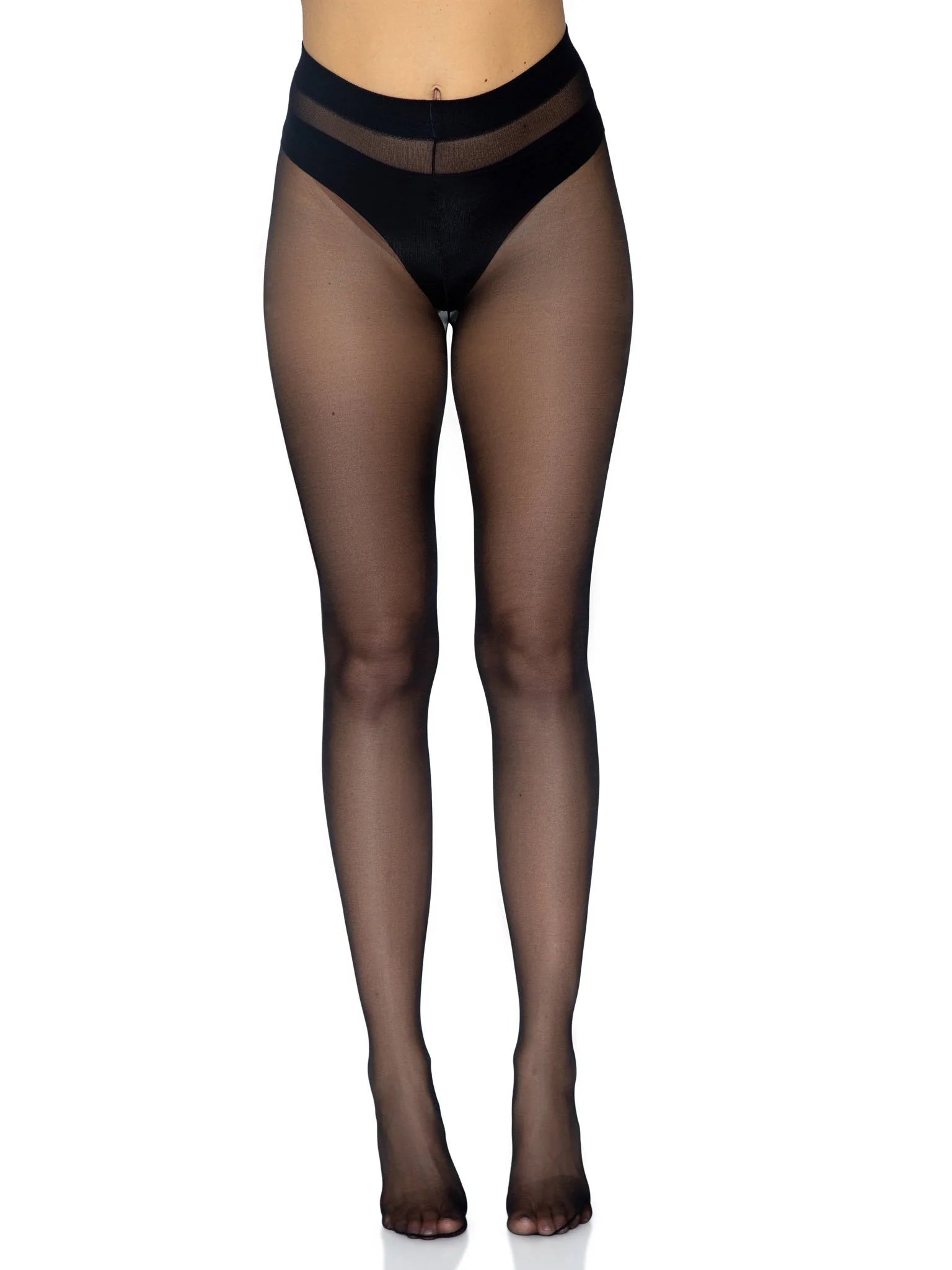Opaque Sheer to Waist Tights - Black