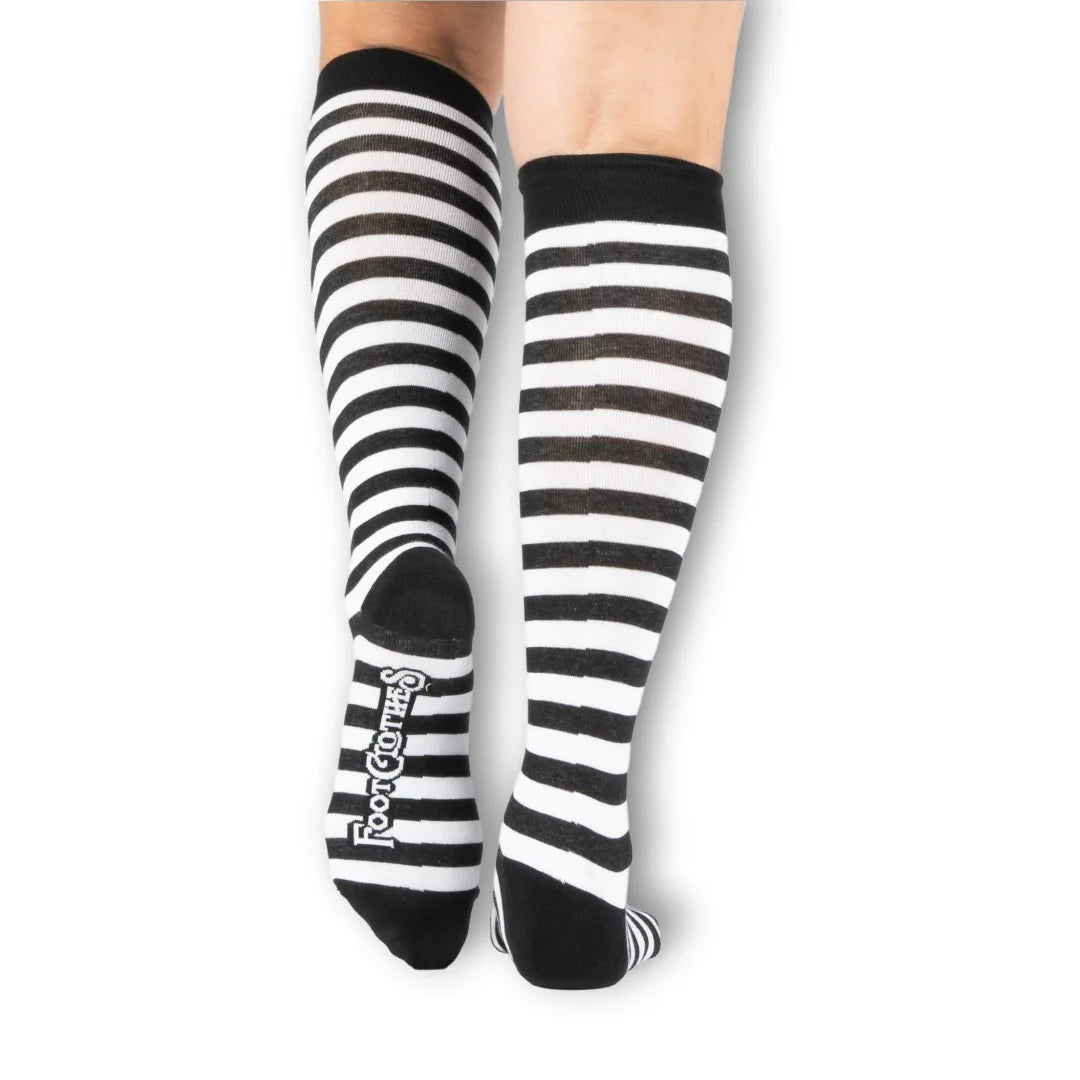 White and Black Stripe Knee-High Socks