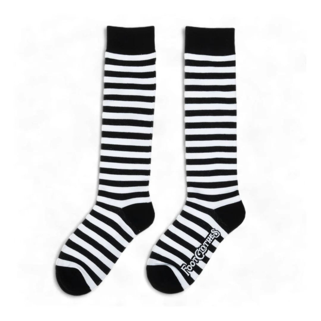 White and Black Stripe Knee-High Socks