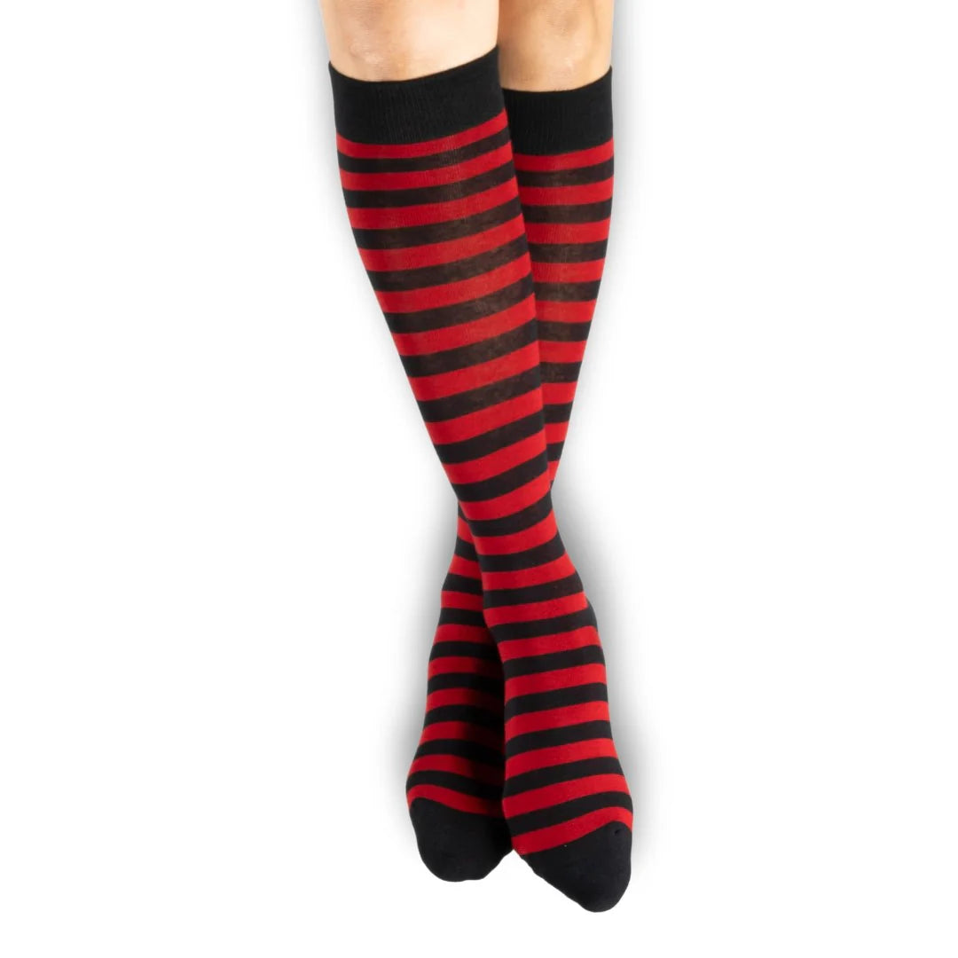 Cherry and Black Knee-High Socks