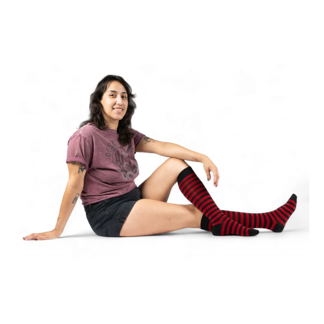 Cherry and Black Knee-High Socks