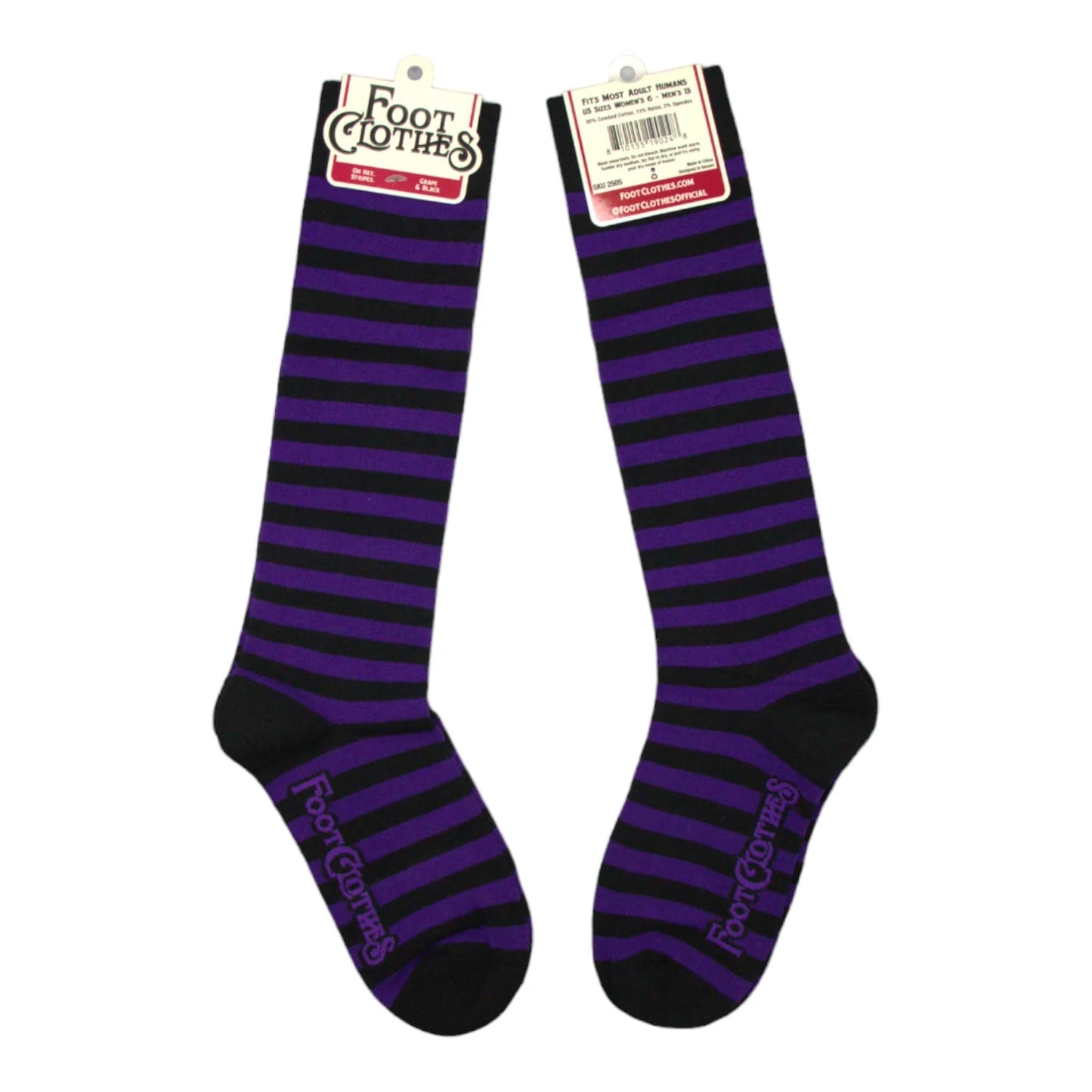 Grape and Black Stripe Knee-High Socks