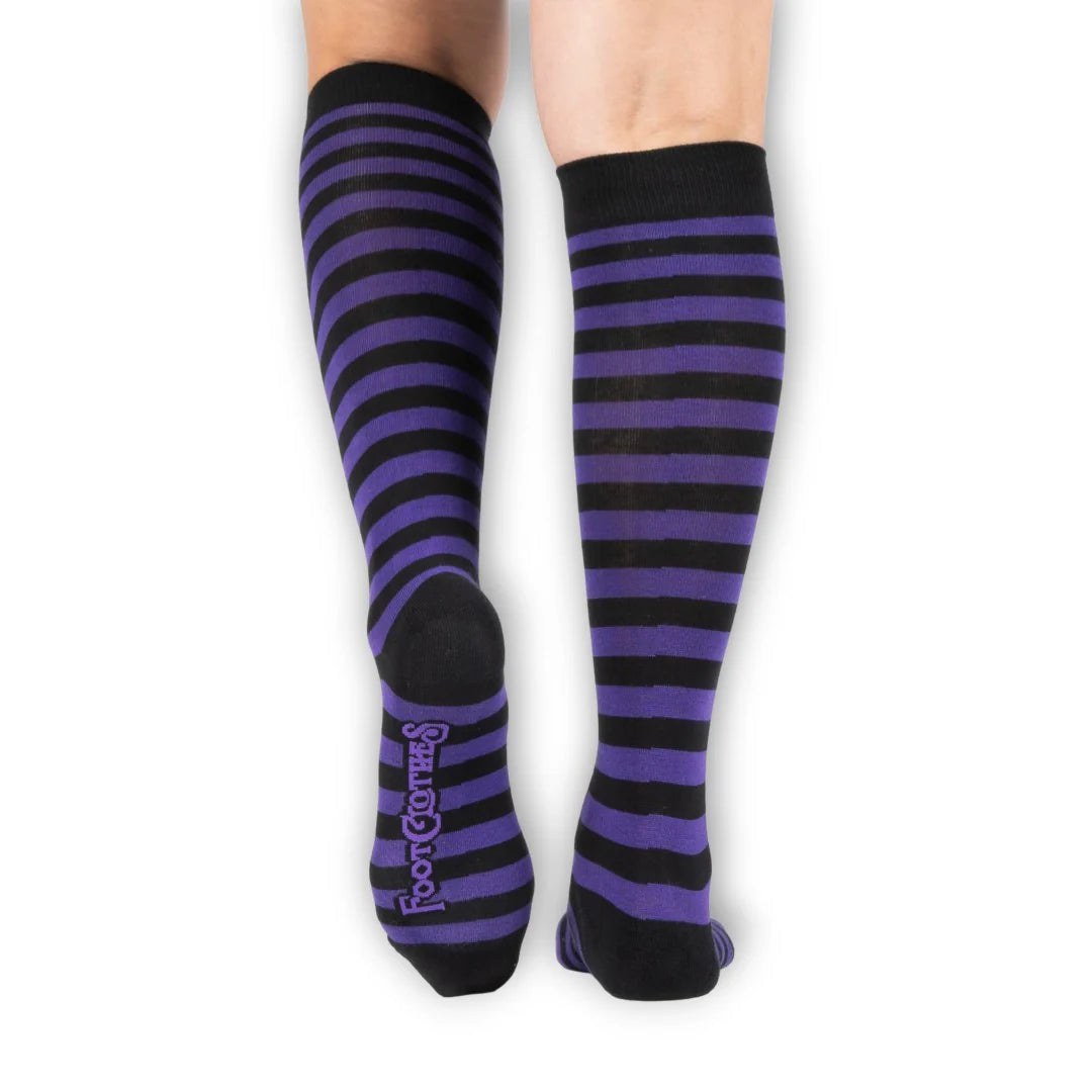 Grape and Black Stripe Knee-High Socks