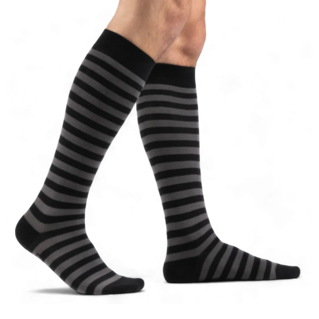 Smoke and Black Stripe Knee-High Socks