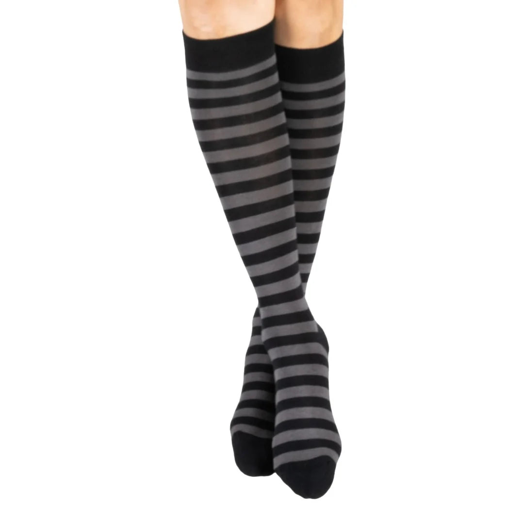 Smoke and Black Stripe Knee-High Socks