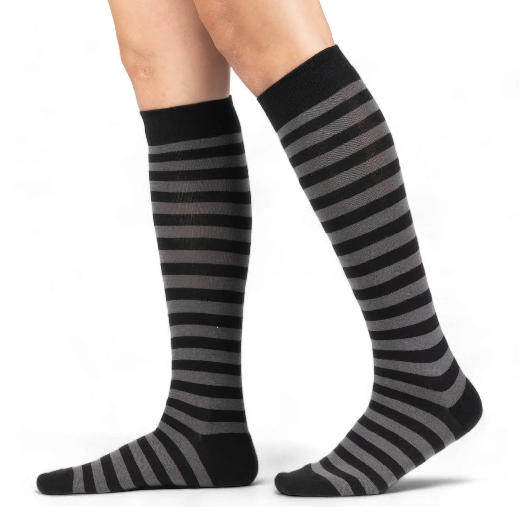 Smoke and Black Stripe Knee-High Socks