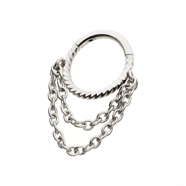 Twisted Hinged Segment Clicker with 2 Dangle Cable Chains