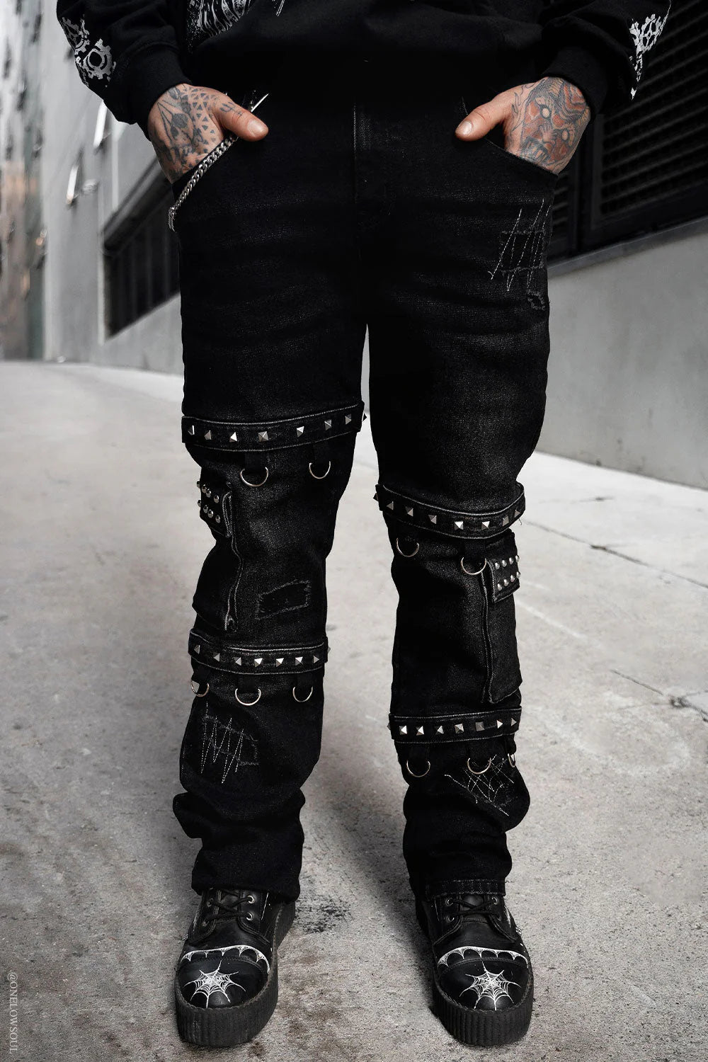 Asylum Scratches Pierced Cargo Pants