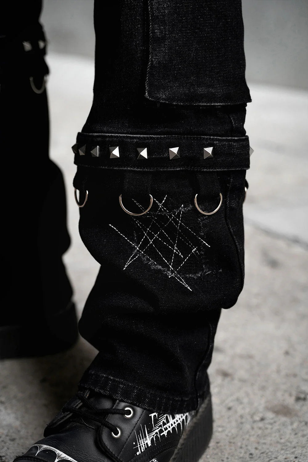 Asylum Scratches Pierced Cargo Pants