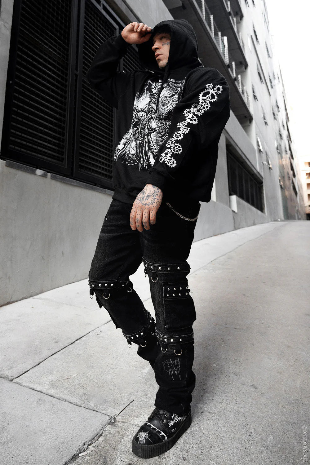 Asylum Scratches Pierced Cargo Pants