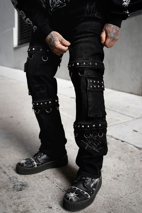 Asylum Scratches Pierced Cargo Pants