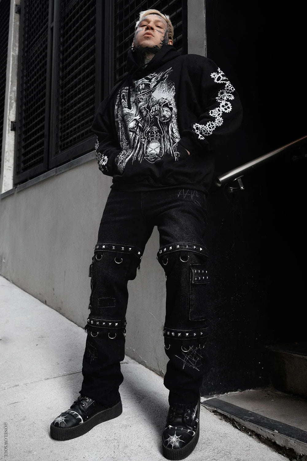 Asylum Scratches Pierced Cargo Pants