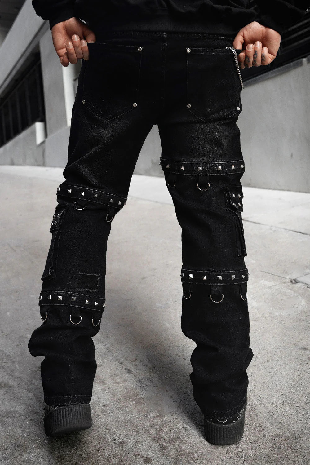 Asylum Scratches Pierced Cargo Pants