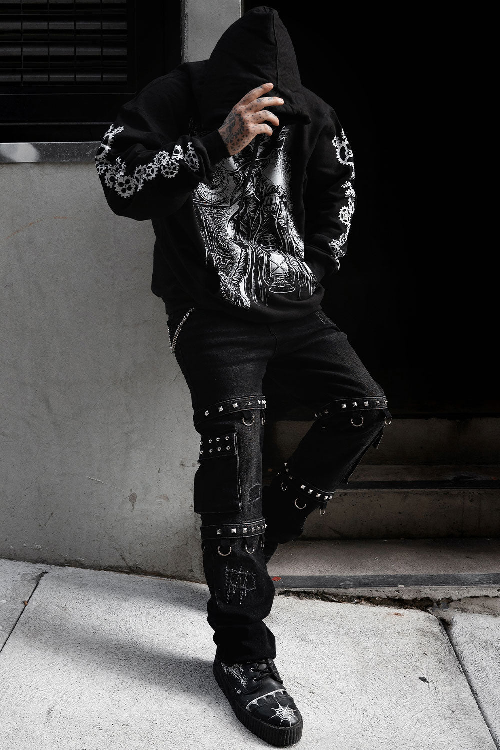 Asylum Scratches Pierced Cargo Pants