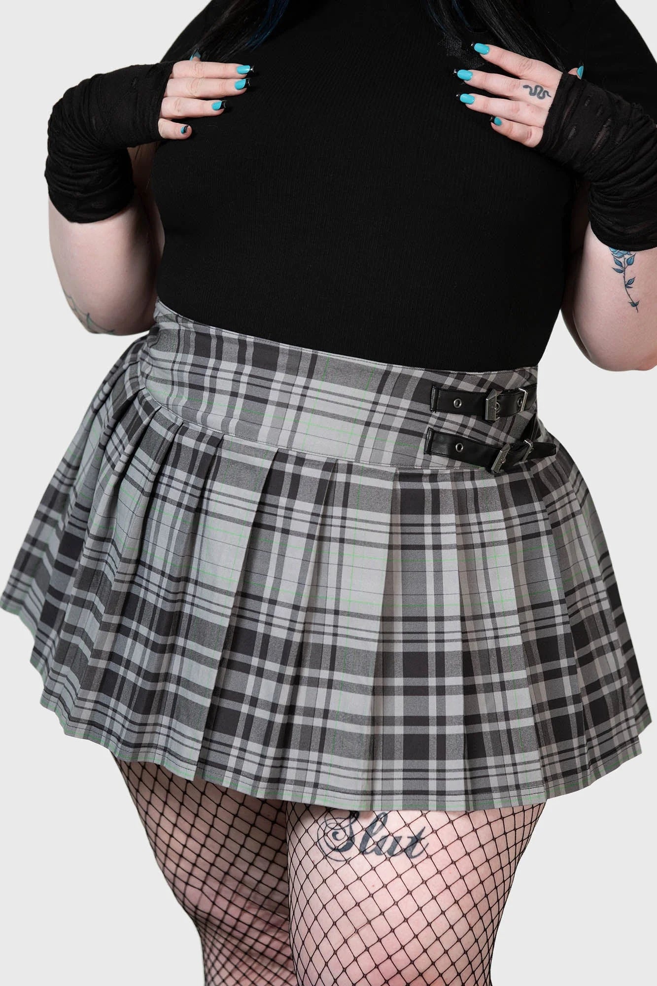 Bat Girl Skirt - Grey Tartan