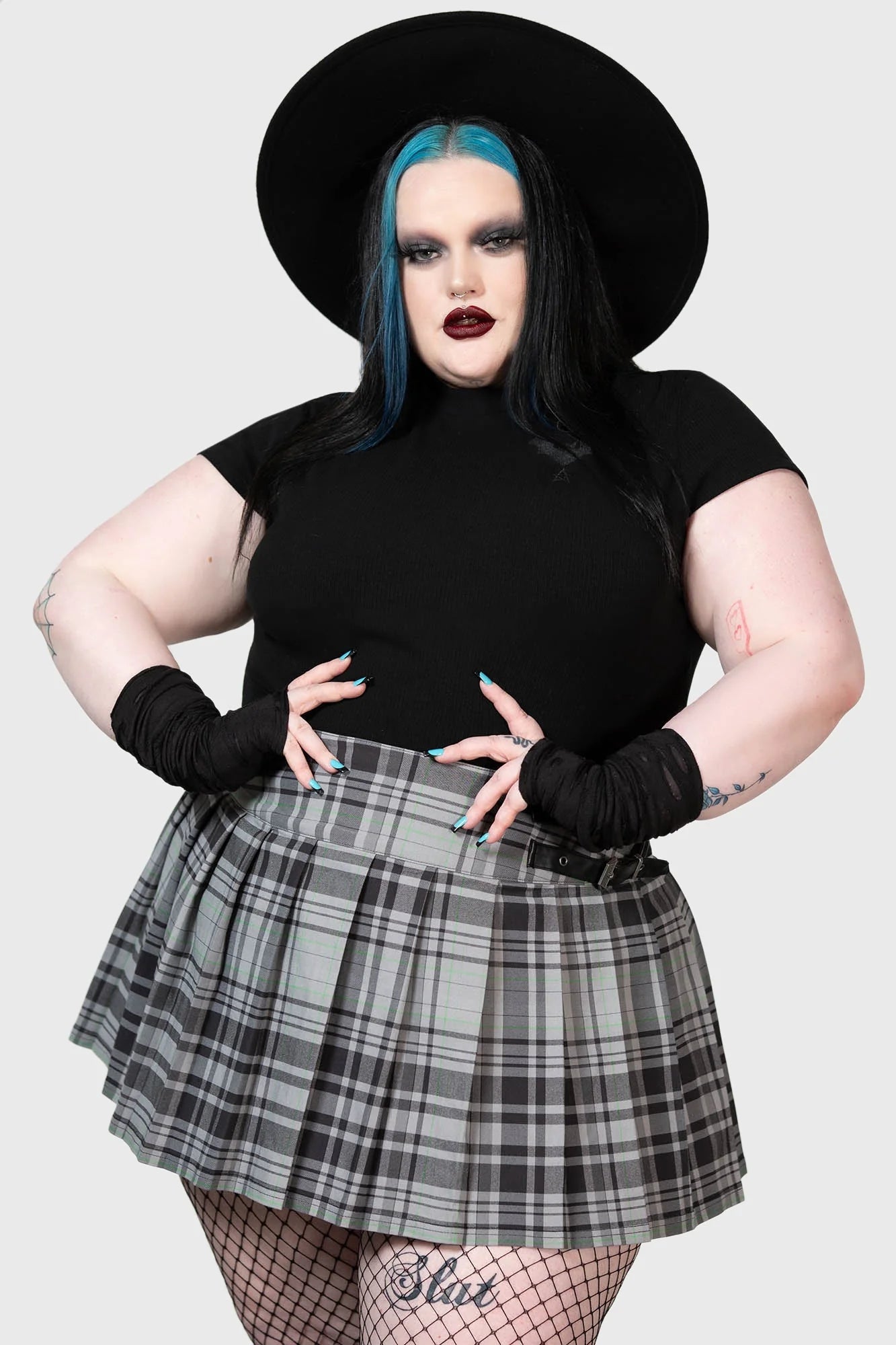 Bat Girl Skirt - Grey Tartan