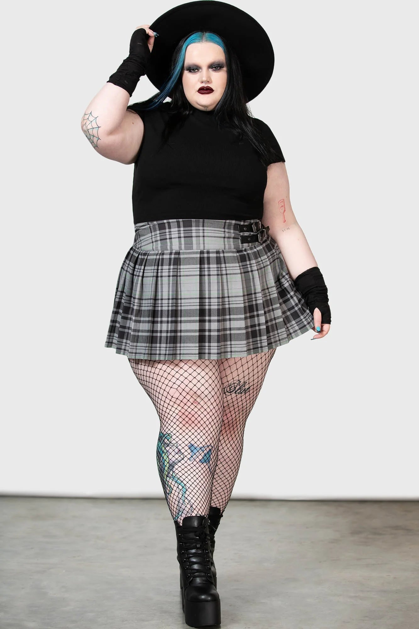 Bat Girl Skirt - Grey Tartan