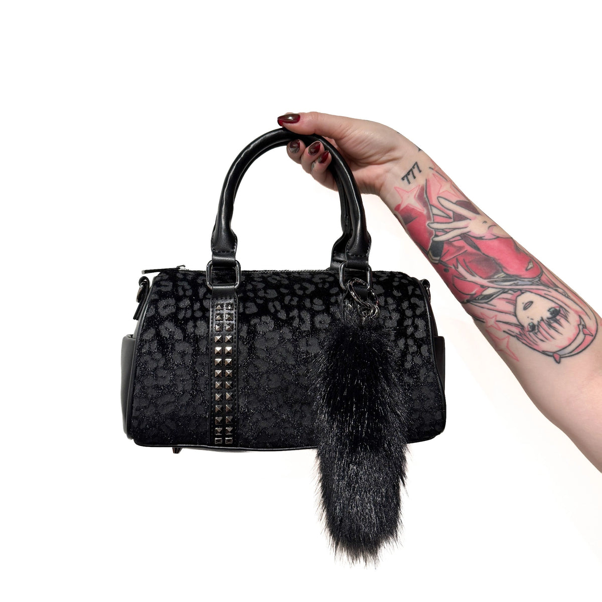 Black Mini Studded Duffle Bag