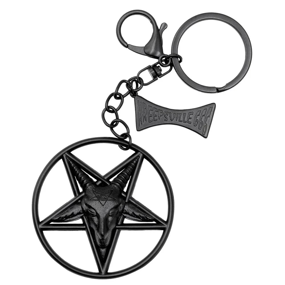 Baphomet Circle Charm Keychain